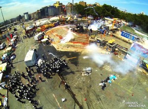 Imágen tomada por el drone durante la protesta